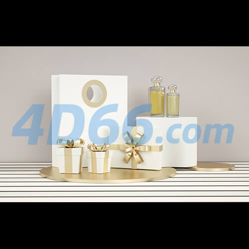 C4D化妆品护肤品场景建模(不含材质贴图,白膜)