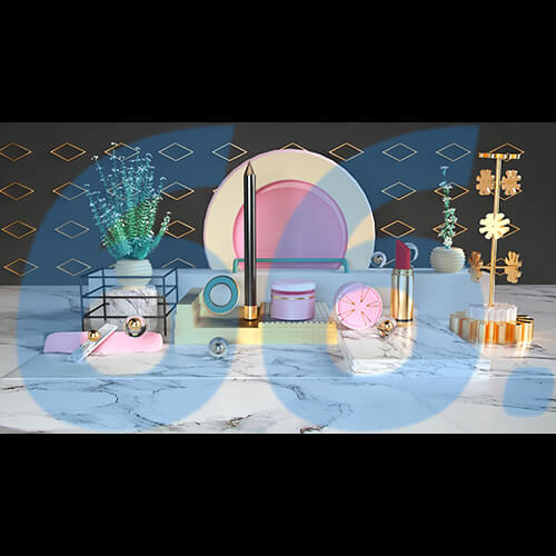 C4D化妆品护肤品场景建模(不含材质贴图,白膜)