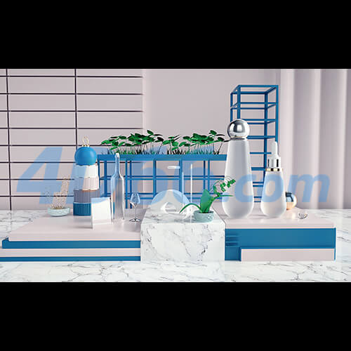 C4D化妆品护肤品场景建模(不含材质贴图,白膜)