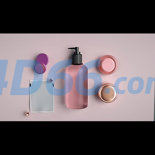 C4D化妆品护肤品场景建模(不含材质贴图,白膜)