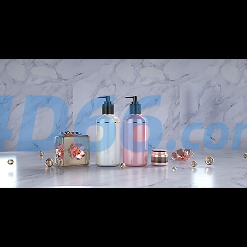 C4D化妆品护肤品场景建模(不含材质贴图,白膜)