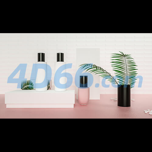 C4D香水和化妆品护肤品3D场景模型(不含材质贴图,白膜)