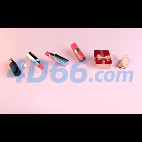 C4D香水和化妆品护肤品3D场景模型(不含材质贴图,白膜)