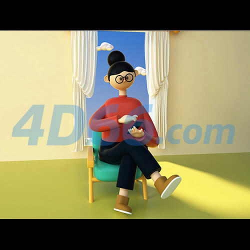 电商创意卡通运动人物C4D模型元素