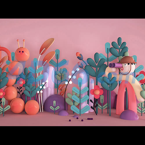 电商创意卡通运动人物C4D模型元素