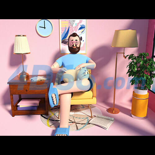 电商创意卡通运动人物C4D模型元素