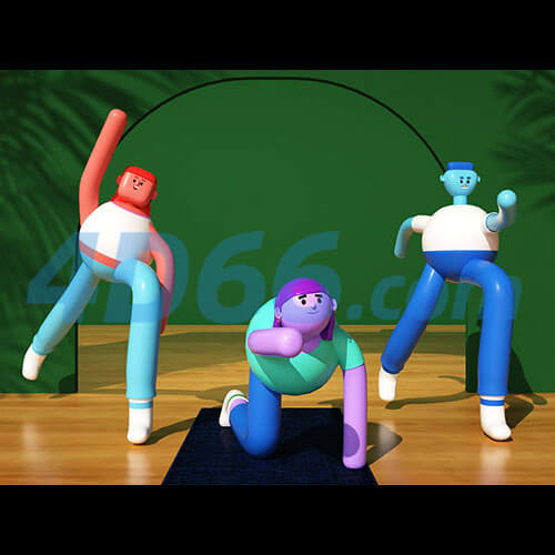 电商创意卡通运动人物C4D模型元素