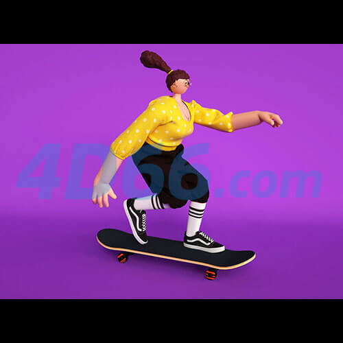 电商创意卡通运动人物C4D模型元素