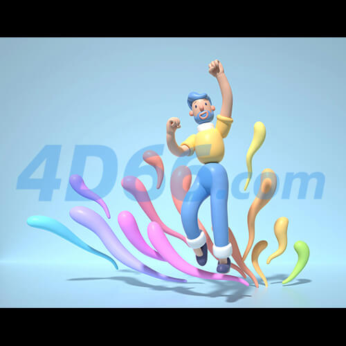 电商创意卡通运动人物C4D模型元素