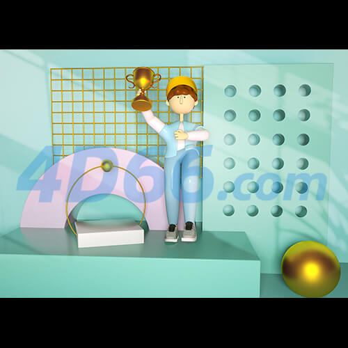 电商创意卡通运动人物C4D模型元素