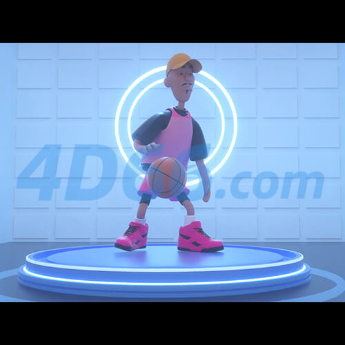 电商创意卡通运动人物C4D模型元素