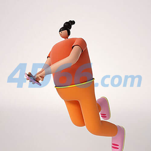 电商创意卡通运动人物C4D模型元素