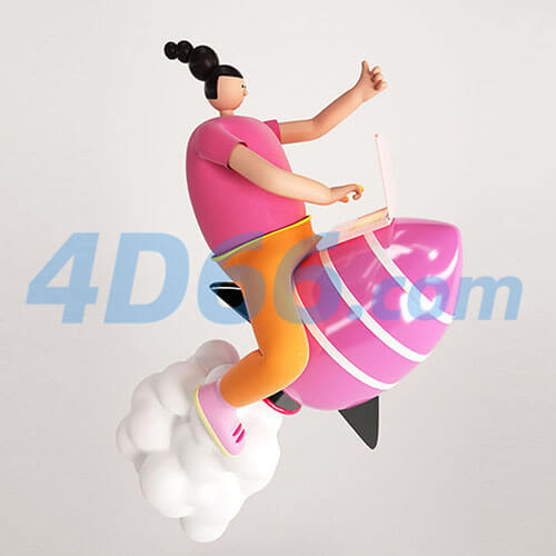 电商创意卡通运动人物C4D模型元素